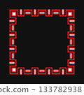 Red Pixel Frame Ornament on Black 133782938