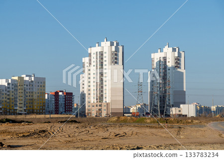 A new residential development of modern high-rise apartment buildings 133783234