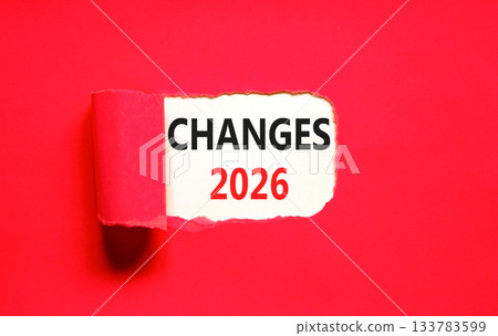 Changes 2026 symbol. Concept words Changes 2026 on beautiful white paper. Beautiful red paper background. Business and changes 2026 concept. Copy space. Changes 2026 symbol. Concept words Changes 2026 on beautiful white paper. Beautiful red paper background. Business and changes 2026 concept. Copy space. 133783599