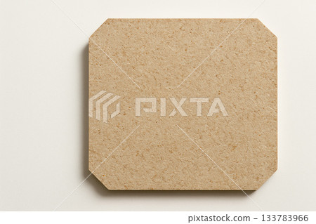 Wood paneling with cut corners on a light background. Space for text. Wood paneling with cut corners on a light background. Space for text. 133783966