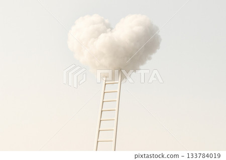 A staircase leading to the heart cloud. Space for text. A staircase leading to the heart cloud. Space for text. 133784019