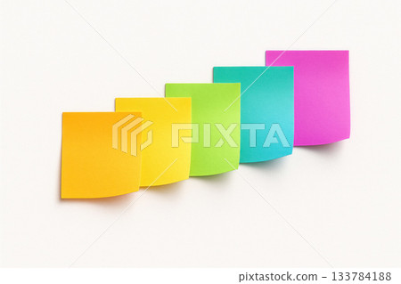 Colored stickers arranged in a row along the gradient. Space for text. Colored stickers arranged in a row along the gradient. Space for text. 133784188