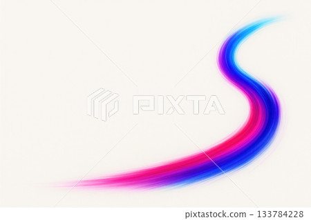 A bright undulating neon line in a minimalist space. Space for text. 133784228