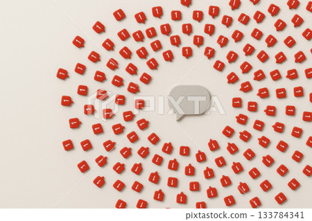 A message in the center of many notifications and alerts. Space for text. A message in the center of many notifications and alerts. Space for text. 133784341
