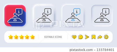 Interview line icon. Neumorphic, Flat shadow, 3d buttons. Job information sign. Business meeting symbol. Line interview icon. Social media icons. Vector 133784401