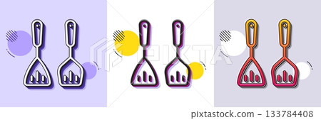 Cooking cutlery line icon. Halftone dotted pattern. Gradient icon with grain shadow. Kitchen accessories sign. Food preparation symbol. Line cooking cutlery icon. Various designs. Vector Cooking cutlery line icon. Halftone dotted pattern. Gradient icon with grain shadow. Kitchen accessories sign. Food preparation symbol. Line cooking cutlery icon. Various designs. Vector 133784408