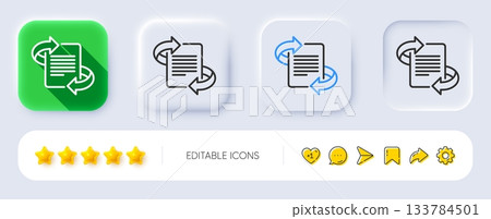 Marketing line icon. Neumorphic, Flat shadow, 3d buttons. Page with arrows sign. Article symbol. Line marketing icon. Social media icons. Vector Marketing line icon. Neumorphic, Flat shadow, 3d buttons. Page with arrows sign. Article symbol. Line marketing icon. Social media icons. Vector 133784501