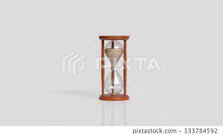 Classic Wooden Hourglass with Flowing Sand 3d render. 133784592