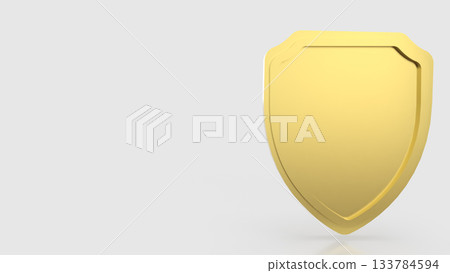 Golden Security Shield Protection Symbol 3d render. 133784594