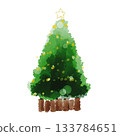 Watercolor style illustration of Christmas tree 133784651