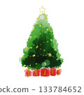 Watercolor style illustration of Christmas tree 133784652