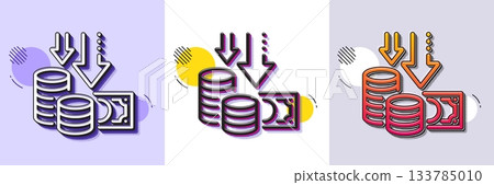 Deflation line icon. Halftone dotted pattern. Gradient icon with grain shadow. Price reduction sign. Reduce rate symbol. Line deflation icon. Various designs. Vector Deflation line icon. Halftone dotted pattern. Gradient icon with grain shadow. Price reduction sign. Reduce rate symbol. Line deflation icon. Various designs. Vector 133785010