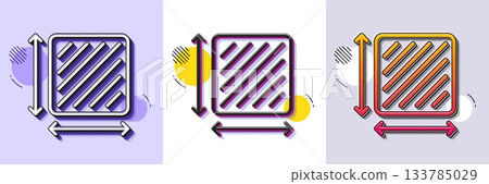 Square area line icon. Halftone dotted pattern. Gradient icon with grain shadow. Room dimension sign. Territory measurement symbol. Line square area icon. Various designs. Vector Square area line icon. Halftone dotted pattern. Gradient icon with grain shadow. Room dimension sign. Territory measurement symbol. Line square area icon. Various designs. Vector 133785029