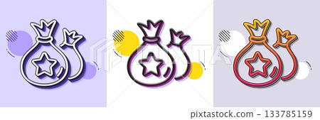 Loyalty points line icon. Halftone dotted pattern. Gradient icon with grain shadow. Bonus money bags. Discount program symbol. Line loyalty points icon. Various designs. Vector 133785159