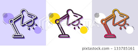 Table lamp line icon. Halftone dotted pattern. Gradient icon with grain shadow. Bedside light sign. Interior illuminate symbol. Line table lamp icon. Various designs. Vector Table lamp line icon. Halftone dotted pattern. Gradient icon with grain shadow. Bedside light sign. Interior illuminate symbol. Line table lamp icon. Various designs. Vector 133785161