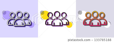 Group line icon. Halftone dotted pattern. Gradient icon with grain shadow. Users or Teamwork sign. Person silhouette symbol. Line group icon. Various designs. Vector 133785188