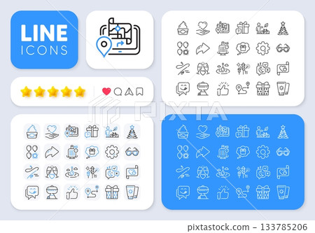 Fishing rod, Journey and Balloon dart line icons for web app. Message, Share, Like social media icons. Pack of Ice cream, Fishing float, Wedding glasses pictogram icons. Vector Fishing rod, Journey and Balloon dart line icons for web app. Message, Share, Like social media icons. Pack of Ice cream, Fishing float, Wedding glasses pictogram icons. Vector 133785206