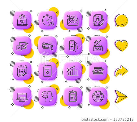 Algorithm, Confirmed mail and Copywriting notebook line icons. App 3d buttons. Social media comment, share, like icons. Pack of Timer, Good mood, Internet icon. Vector Algorithm, Confirmed mail and Copywriting notebook line icons. App 3d buttons. Social media comment, share, like icons. Pack of Timer, Good mood, Internet icon. Vector 133785212