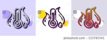 Fever temperature line icon. Halftone dotted pattern. Gradient icon with grain shadow. Thermometer sign. Sick illness symbol. Line fever temperature icon. Various designs. Vector Fever temperature line icon. Halftone dotted pattern. Gradient icon with grain shadow. Thermometer sign. Sick illness symbol. Line fever temperature icon. Various designs. Vector 133785341