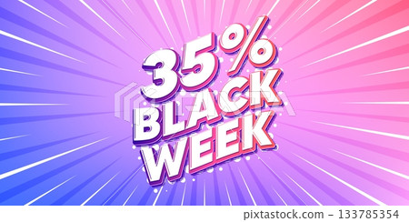Black week sun rays gradient banner. Light burst background. Black week 35 percent sale. Special discount sign. Black friday offer symbol. Gradient sun rays. Sunburst light. Vector Black week sun rays gradient banner. Light burst background. Black week 35 percent sale. Special discount sign. Black friday offer symbol. Gradient sun rays. Sunburst light. Vector 133785354