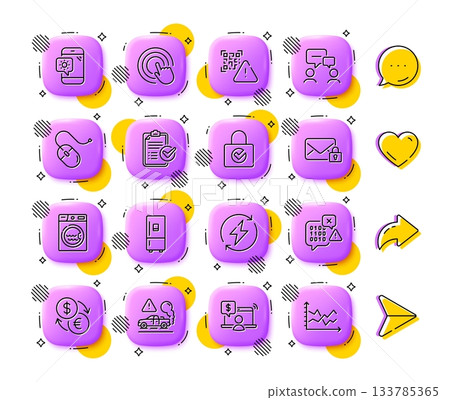 People chatting, Refrigerator and Weather phone line icons. App 3d buttons. Social media comment, share, like icons. Pack of Qr code, Survey checklist, Computer mouse icon. Vector People chatting, Refrigerator and Weather phone line icons. App 3d buttons. Social media comment, share, like icons. Pack of Qr code, Survey checklist, Computer mouse icon. Vector 133785365