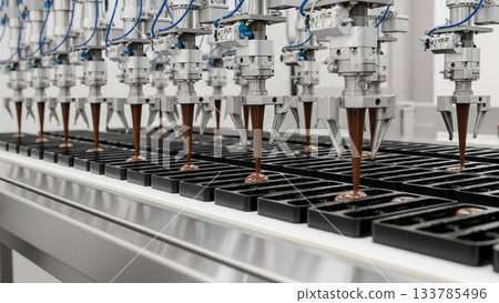 AI-driven automated chocolate precision molding line 133785496