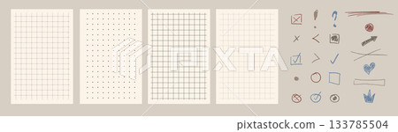 Hand-Drawn Crayon Doodle Elements for Journal Pages 133785504