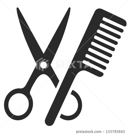 Scissors and comb icon 133785683