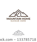 Minimalist style mountain home or villa logo design template 133785718