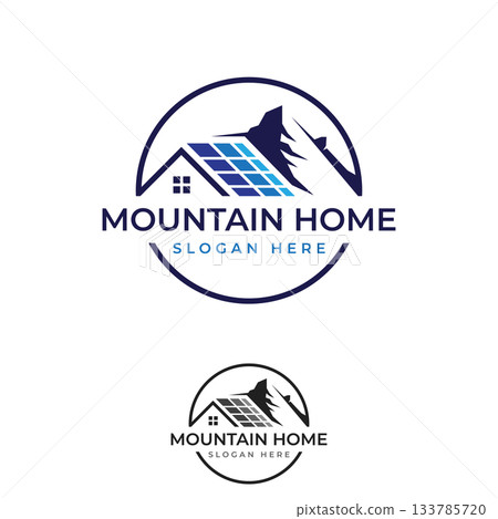 Solar home or Solar energie emblem logo concept design template Solar home or Solar energie emblem logo concept design template 133785720