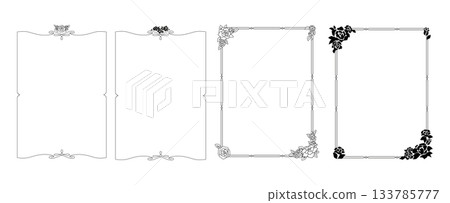 單色簡約玫瑰花框 單色簡約玫瑰花框 133785777