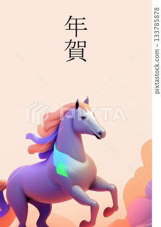 馬年新年明信片素材－人工智慧生成素材 133785878