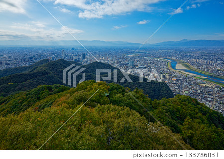 View of the cityscape towards JR Gifu Station from Kinkazan Observatory 133786031