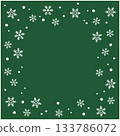Stylish background frame with scattered snowflakes - Green 133786072