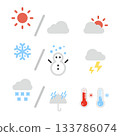 Cute winter weather forecast icon set 133786074