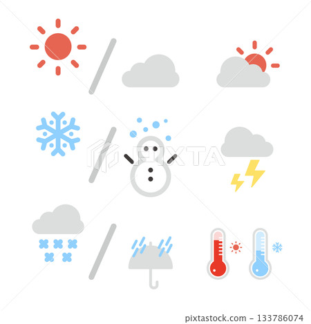 Cute winter weather forecast icon set 133786074