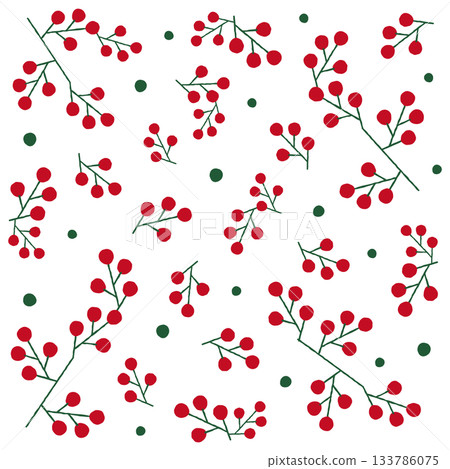 Cute red fruit illustration background material 133786075