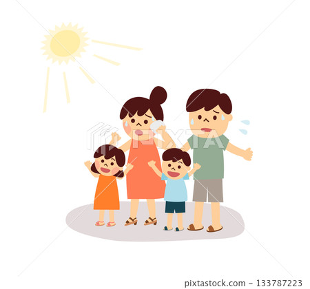 A hot-looking couple and a child enjoying summer 133787223