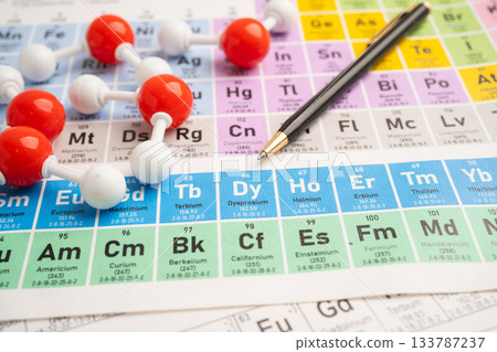 Molecules chemical on a periodic table background. Molecules chemical on a periodic table background. 133787237