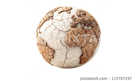 透明背景上的乾涸地球圖像的 3D 插圖（png 格式） 133787297