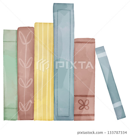 簡單的背景，配上水彩風格的書籍 133787334
