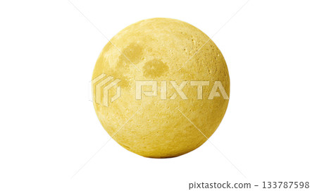 透明背景上的黃色球體（形狀像月亮）的3D插圖（png格式） 133787598