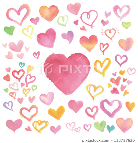 Vector illustration filled with pink watercolor hearts Vector illustration filled with pink watercolor hearts 133787620