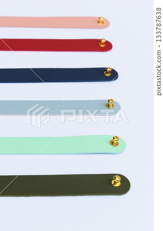 pastel colorful leather strap isolated on white background 133787638