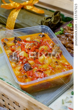 Indonesian Sambal Goreng Ati Ampela in Spicy Coconut Chili Sauce Indonesian Sambal Goreng Ati Ampela in Spicy Coconut Chili Sauce 133787823