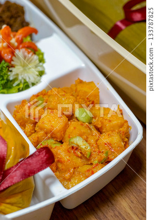 Indonesian Kentang Balado Spicy Potatoes in Meal Box 133787825