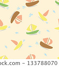 Boat seamless pattern in vector. Flat style illustration. pattern for fabric, baby clothes, background, textile, wrapping paper and other decoration. 133788070