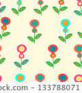 Seamless pattern abstraction colored flowers. Hand drawn design elements for fabric, print, cover, banner, wrapping, wallpaper. 133788071