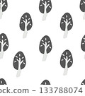 Seamless pattern scandinavian style abstraction WB flowers. Hand drawn design elements for fabric, print, cover, banner, wrapping, wallpaper. 133788074