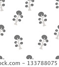 Seamless pattern scandinavian style abstraction WB flowers. Hand drawn design elements for fabric, print, cover, banner, wrapping, wallpaper. 133788075